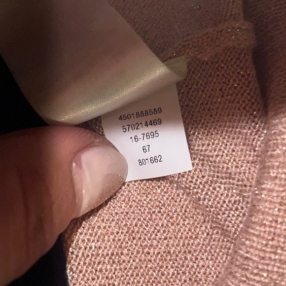 WHBM rose light pink metallic gold silver shimmer longsleeve sweater blouse XXSP - Picture 12 of 15